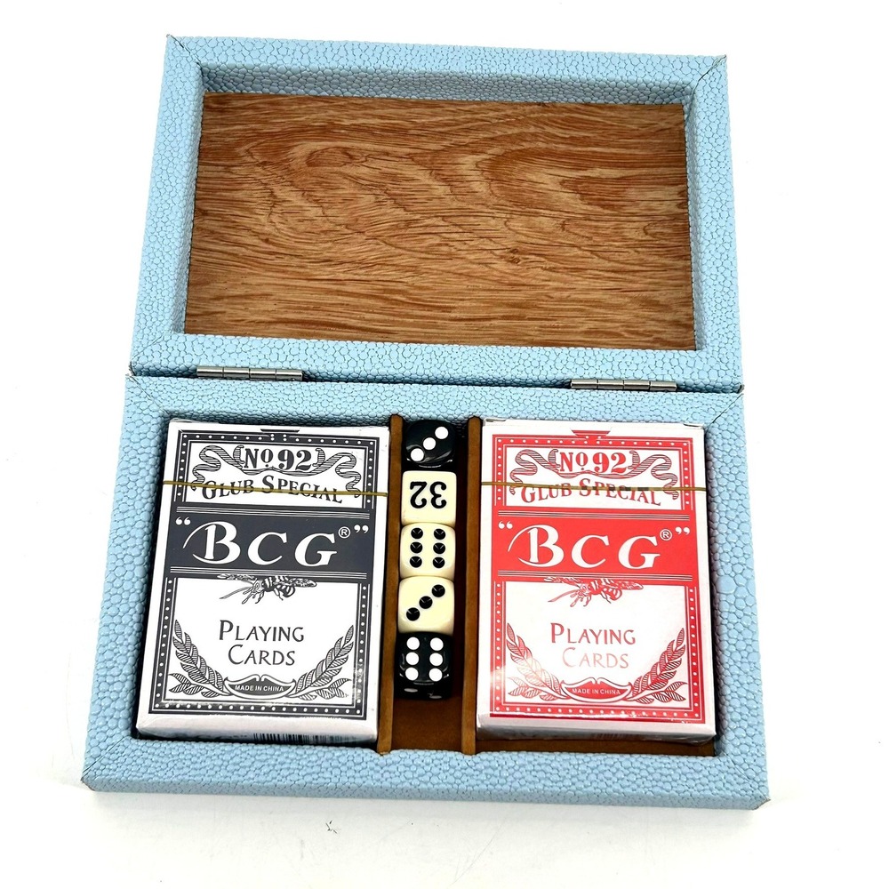 Blue Shagreen Style Card and Dice Set BCG No 92 Club Special Playing Cards Case